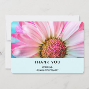 Beautiful Pink Flower Close Up Photo Thank You Card