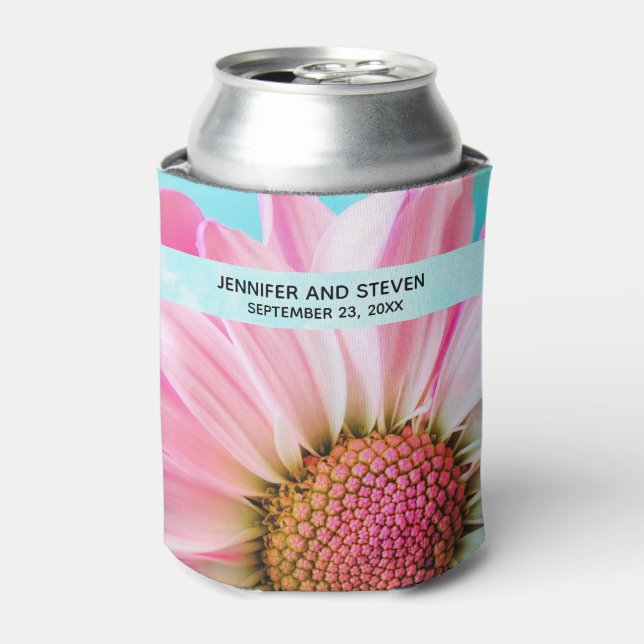  Beautiful Pink Flower Close Up Photo Wedding Can Cooler (Can Front)