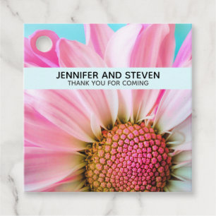 Beautiful Pink Flower Close Up Photo Wedding Favour Tags