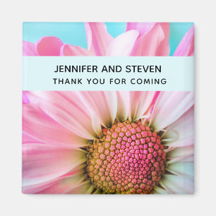 Beautiful Pink Flower Close Up Photo Wedding Magnet