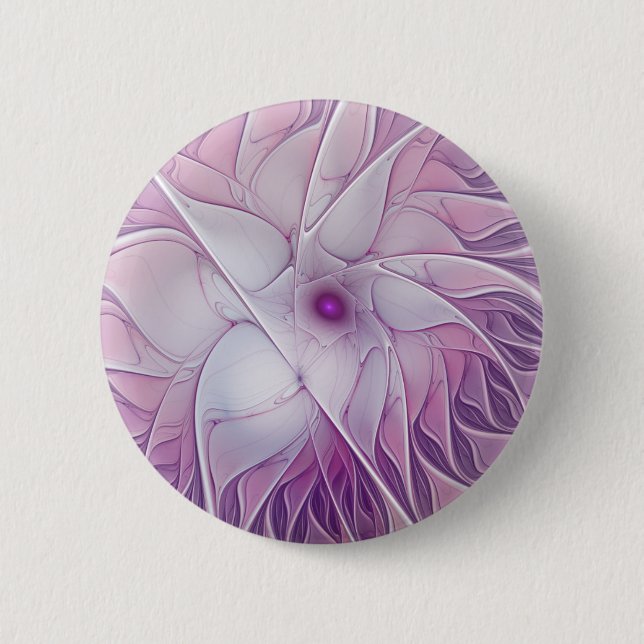 Beautiful Pink Flower Modern Abstract Fractal Art 6 Cm Round Badge (Front)