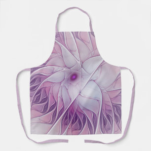 Beautiful Pink Flower Modern Abstract Fractal Art Apron