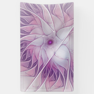 Beautiful Pink Flower Modern Abstract Fractal Art Banner