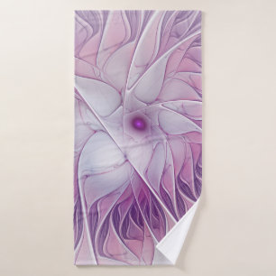 Beautiful Pink Flower Modern Abstract Fractal Art Bath Towel