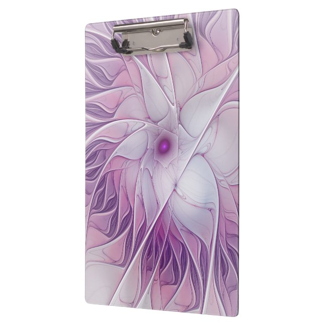 Beautiful Pink Flower Modern Abstract Fractal Art Clipboard (Left)
