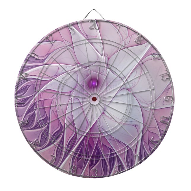 Beautiful Pink Flower Modern Abstract Fractal Art Dartboard (Front)