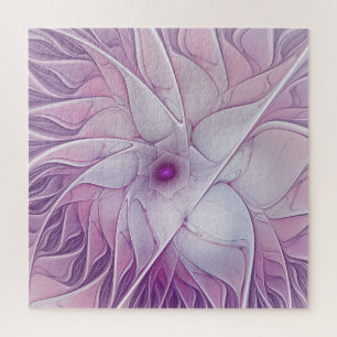 Beautiful Pink Flower Modern Abstract Fractal Art Jigsaw Puzzle