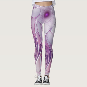 Beautiful Pink Flower Modern Abstract Fractal Art Leggings