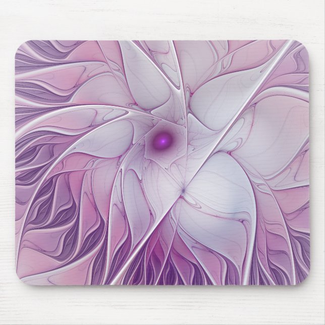 Beautiful Pink Flower Modern Abstract Fractal Art Mouse Mat (Front)