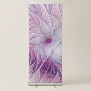 Beautiful Pink Flower Modern Abstract Fractal Art Retractable Banner