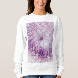 Beautiful Pink Flower Modern Abstract Fractal Art Sweatshirt