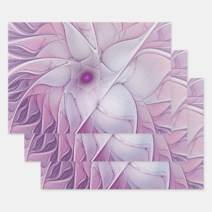 Beautiful Pink Flower Modern Abstract Fractal Art Wrapping Paper Sheet