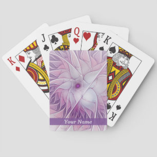 Beautiful Pink Flower Modern Abstract Fractal Name Playing Cards