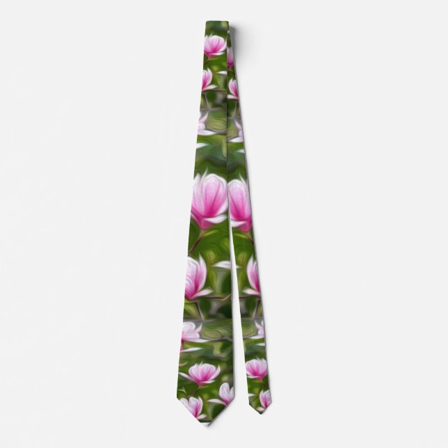 Beautiful pink flower pattern tie (Front)