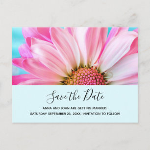 Beautiful Pink Flower Photo Wedding Save the Date Invitation Postcard