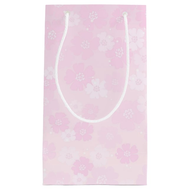 Beautiful pink flower romantic small gift bag (Front)
