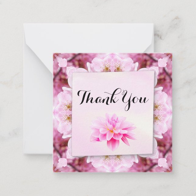 Beautiful Pink Flower Thank You Card (Front)