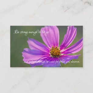 Beautiful pink flower with motivational quote business card