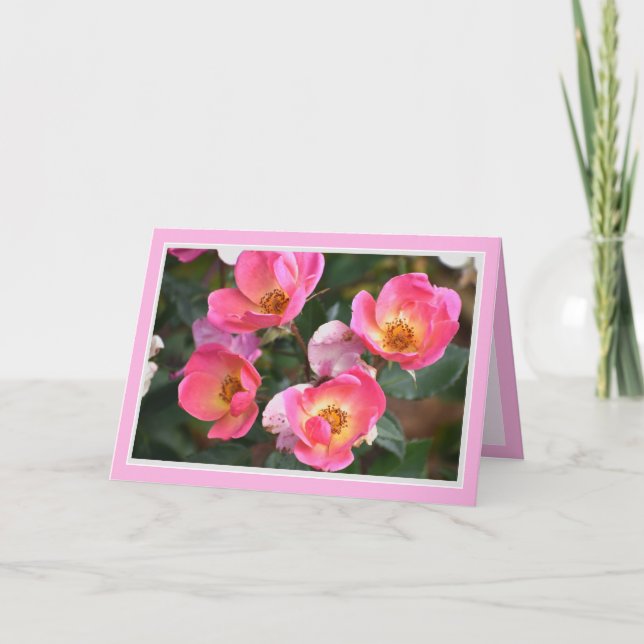 Beautiful Pink Flowers Birthday Card (Front)