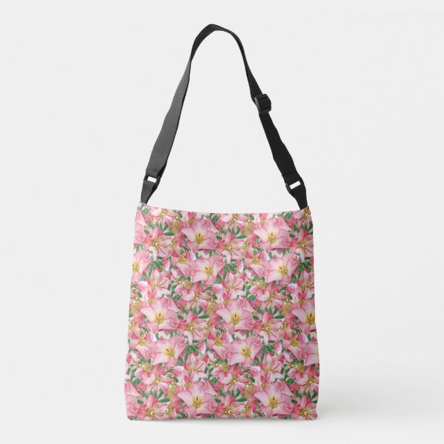 Beautiful pink flowers crossbody bag (Back)