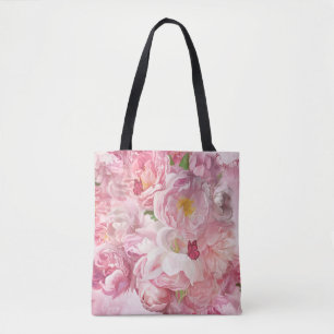 Beautiful pink flowers garden tote bag