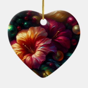 Beautiful Pink Flowers on a Valentines Day Tree  Ceramic Tree Decoration