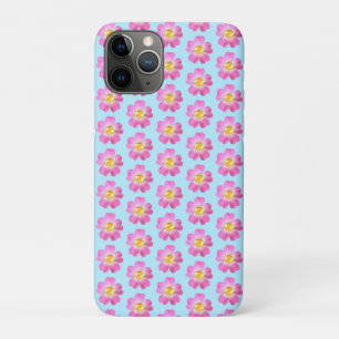 Beautiful pink flowers on light blue iPhone 11 pro case