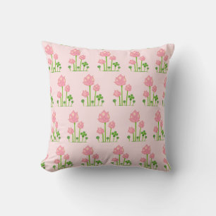 Beautiful Pink Flowers on Light Pink Cushion