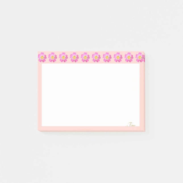 Beautiful Pink Flowers on Pink and White Post-it Notes (Front)