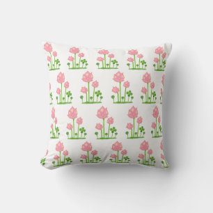 Beautiful Pink Flowers on White Cushion