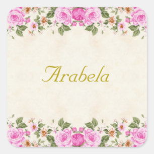 Beautiful Pink Flowers Personalised Square Sticker