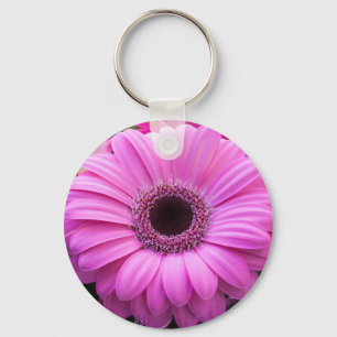 Beautiful pink gerbera flower key ring