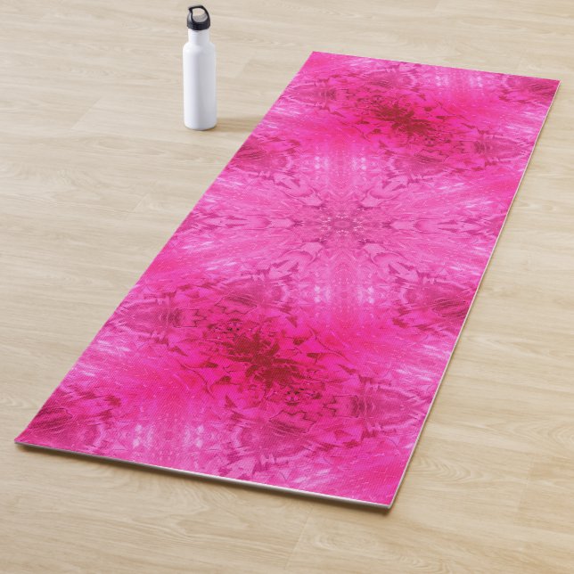Beautiful Pink Girl Lace Kaleidoscope Pattern Yoga Mat (In Situ)
