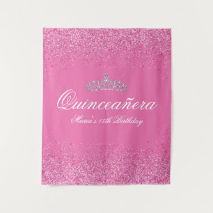Beautiful Pink Glitter Quinceanera Tapestry