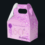 Beautiful Pink Glitter & Ribbon 60th Birthday  Favour Box<br><div class="desc">Beautiful Pink Glitter and Shiny Deep Pink Ribbon with a unique pink glitter number 60.</div>