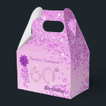 Beautiful Pink Glitter & Ribbon 60th Birthday  Favour Box<br><div class="desc">Beautiful Pink Glitter and Shiny Deep Pink Ribbon with a unique pink glitter number 60.</div>