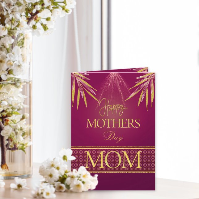 Beautiful Pink Gold Palms Custom Mother's Day  Card (Creator Uploaded)