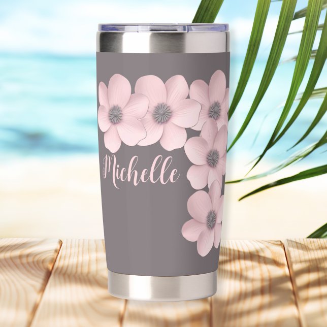 Beautiful Pink-Grey Poppies Floral  Insulated Tumbler (Creator Uploaded)