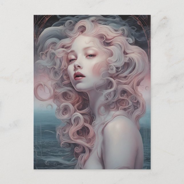 Beautiful Pink Hair Mermaid Postcard (Front)