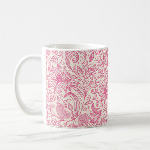 Beautiful Pink Hand Drawn Floral Sketch Drawing Coffee Mug