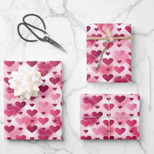 Beautiful Pink Heart Pattern - Valentine's Day Wrapping Paper Sheet