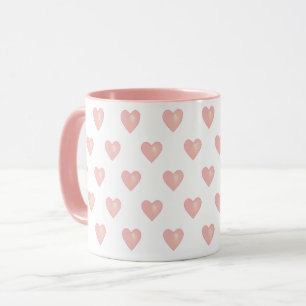 Beautiful Pink Hearts on White Mug
