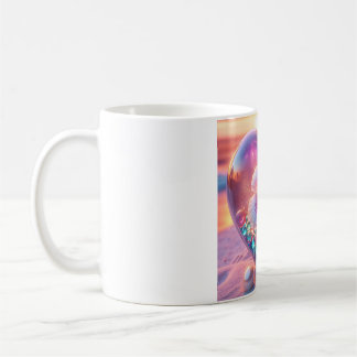 Beautiful Pink Hibiscus Heart Glass Pearl Coffee M Mug
