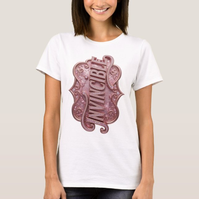 Beautiful Pink INVINCIBLE Bold Design T-Shirt (Front)