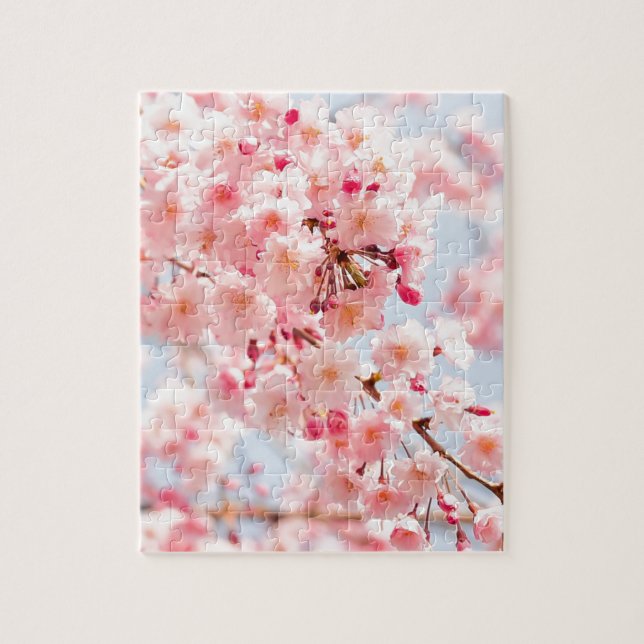 Beautiful Pink Japanese Cherry Blossom Sakura Jigsaw Puzzle (Vertical)
