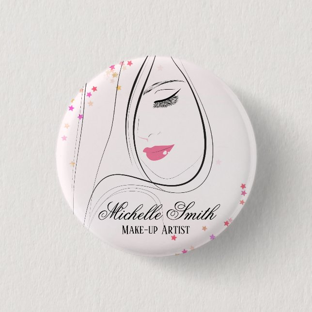 Beautiful pink lips make up artist  branding 3 cm round badge (Front)