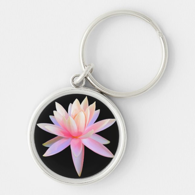 Beautiful Pink Lotus Art Cool Trendy Unique Key Ring (Front)