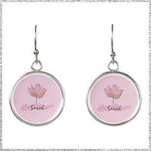 Beautiful Pink Lotus Flower Earrings