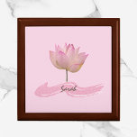 Beautiful Pink Lotus Flower Gift Box<br><div class="desc">Beautiful pink lotus flower accented with abstract brush stroke.  Add your name to personalise.</div>