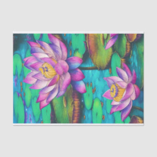 Beautiful Pink Lotus Flowers Water Scene Tissue Paper